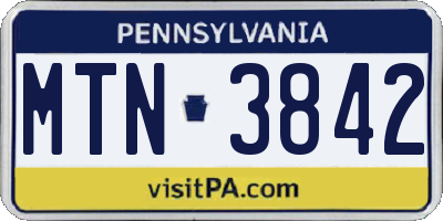 PA license plate MTN3842