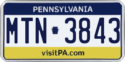 PA license plate MTN3843