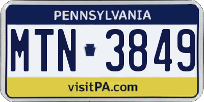 PA license plate MTN3849