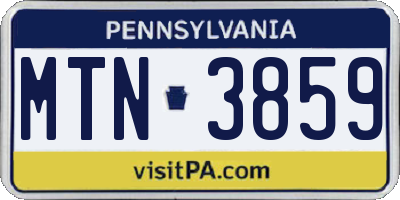 PA license plate MTN3859