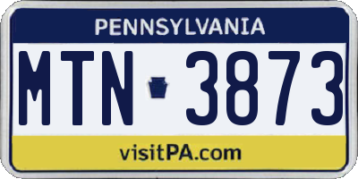 PA license plate MTN3873