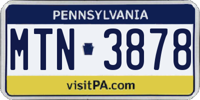 PA license plate MTN3878
