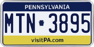 PA license plate MTN3895