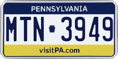 PA license plate MTN3949