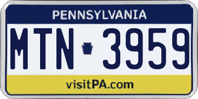 PA license plate MTN3959