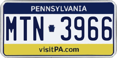 PA license plate MTN3966