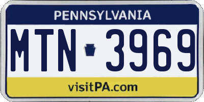 PA license plate MTN3969