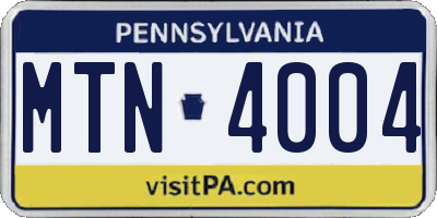 PA license plate MTN4004