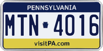 PA license plate MTN4016