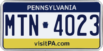 PA license plate MTN4023