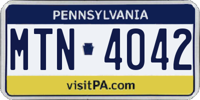 PA license plate MTN4042