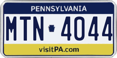 PA license plate MTN4044