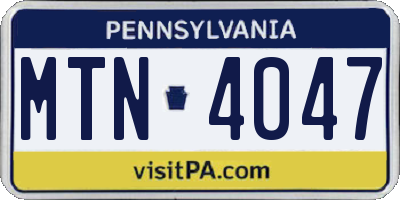 PA license plate MTN4047