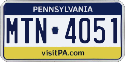 PA license plate MTN4051