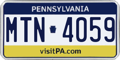 PA license plate MTN4059