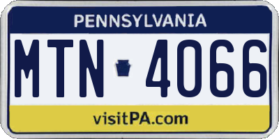 PA license plate MTN4066