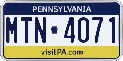PA license plate MTN4071