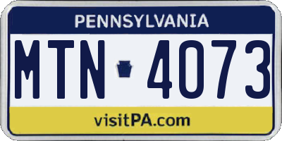 PA license plate MTN4073