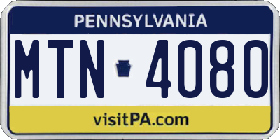 PA license plate MTN4080