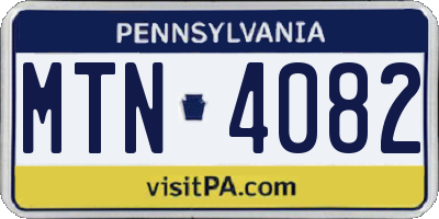 PA license plate MTN4082
