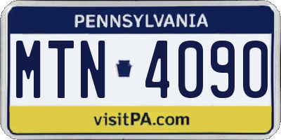 PA license plate MTN4090