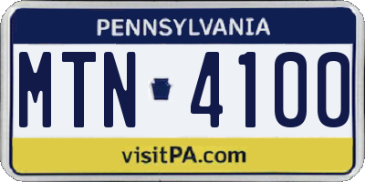 PA license plate MTN4100
