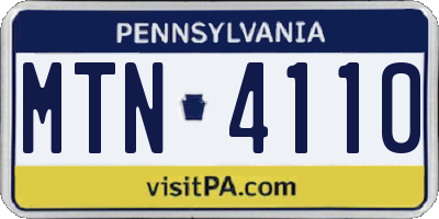 PA license plate MTN4110