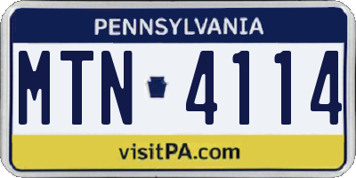 PA license plate MTN4114