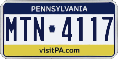 PA license plate MTN4117