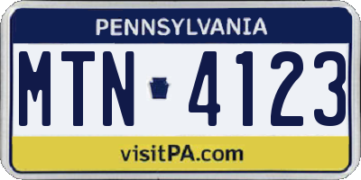 PA license plate MTN4123