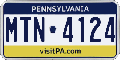 PA license plate MTN4124