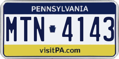 PA license plate MTN4143