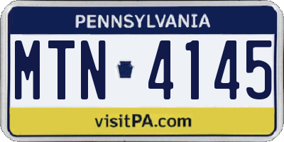 PA license plate MTN4145