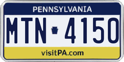 PA license plate MTN4150