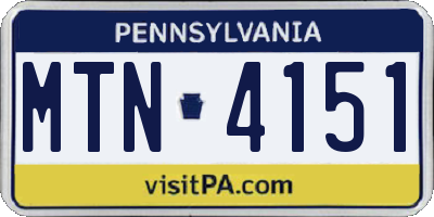 PA license plate MTN4151
