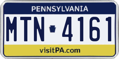PA license plate MTN4161