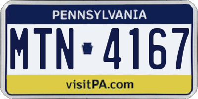 PA license plate MTN4167