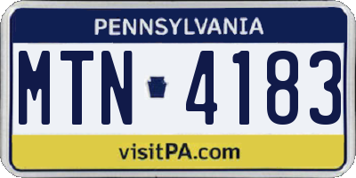 PA license plate MTN4183