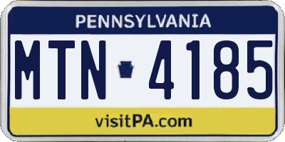 PA license plate MTN4185