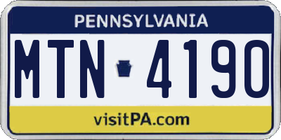 PA license plate MTN4190