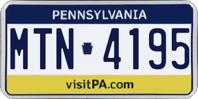 PA license plate MTN4195
