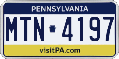 PA license plate MTN4197