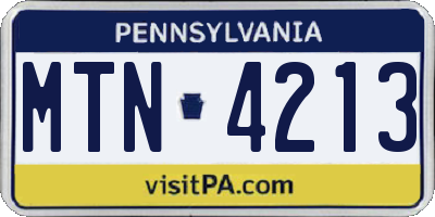 PA license plate MTN4213