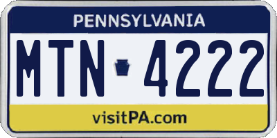 PA license plate MTN4222