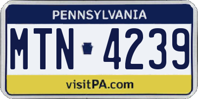 PA license plate MTN4239