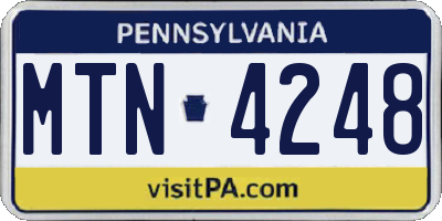 PA license plate MTN4248