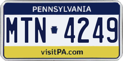 PA license plate MTN4249