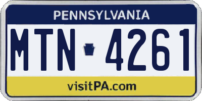 PA license plate MTN4261