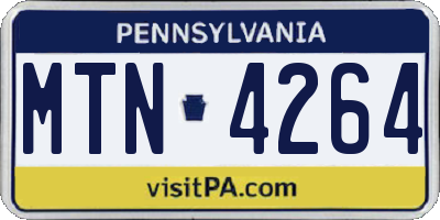 PA license plate MTN4264