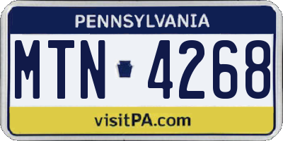 PA license plate MTN4268